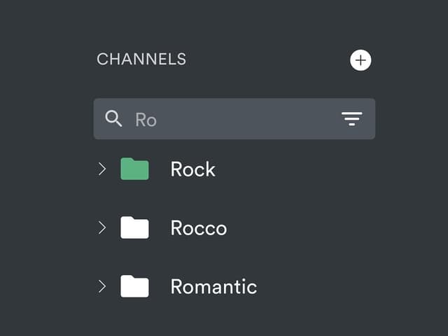 Search and filter channels in sidebar